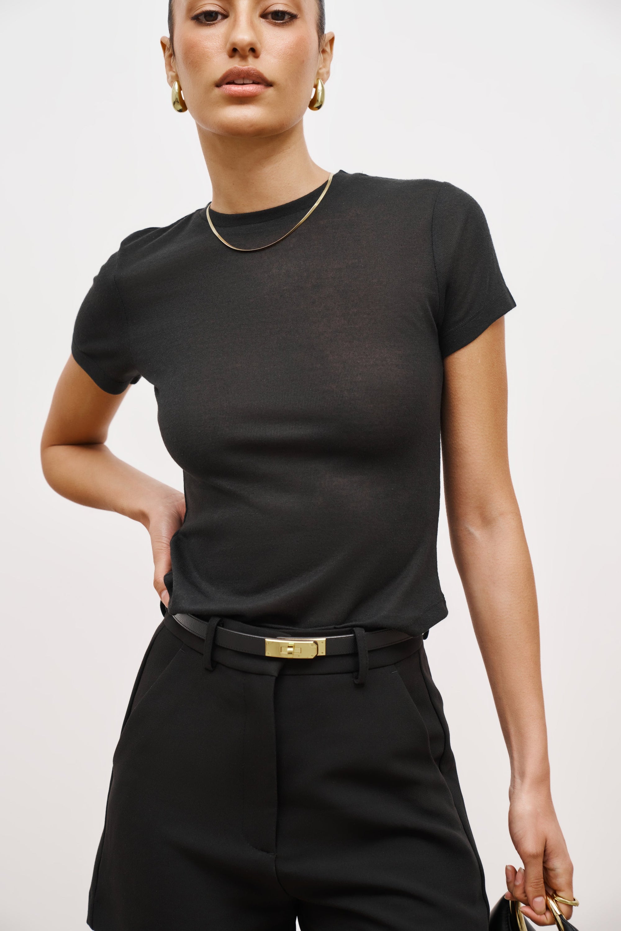 Semi Sheer 90's T Shirt - Black