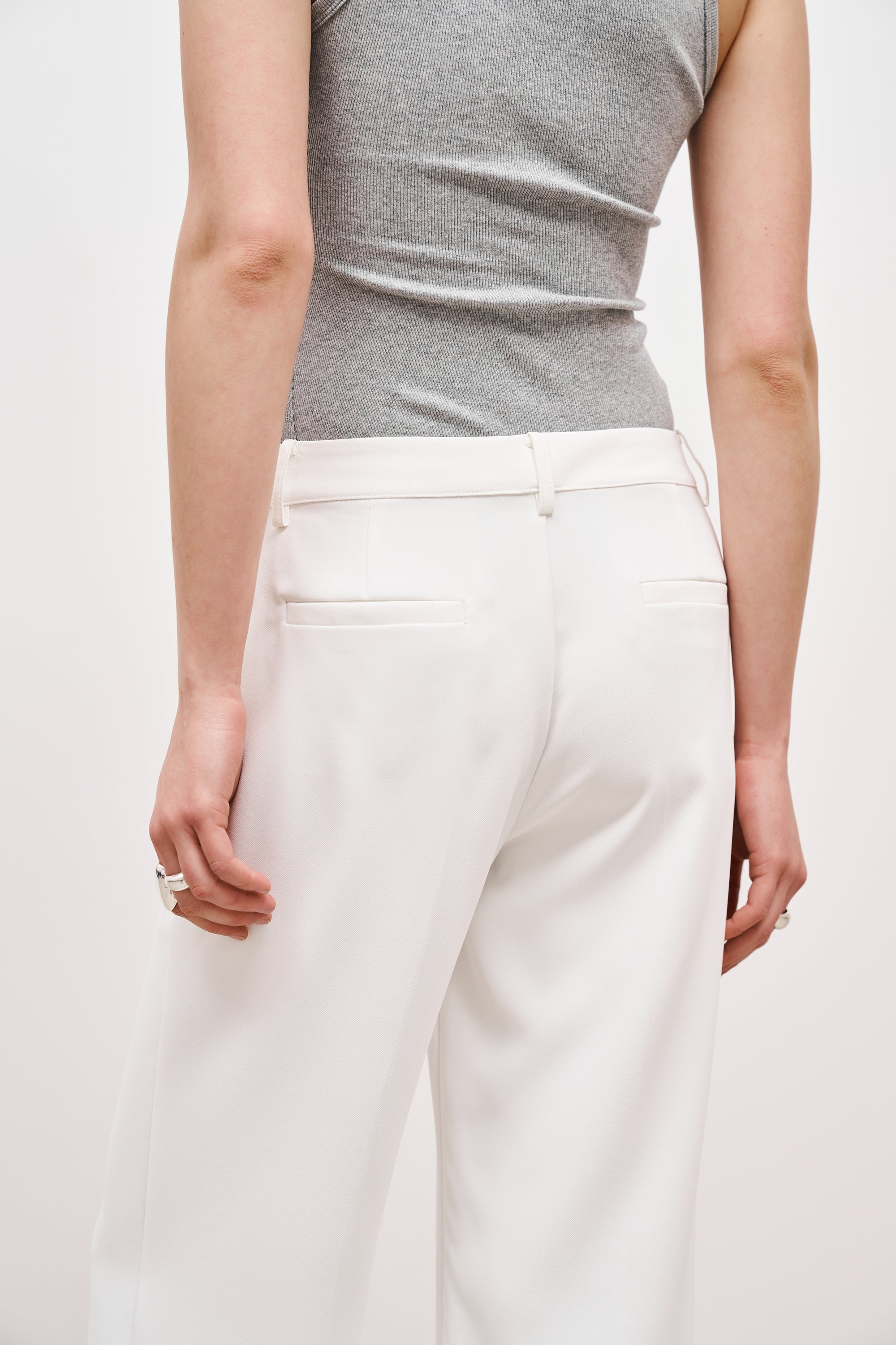 Draped Mid Rise Trousers - White