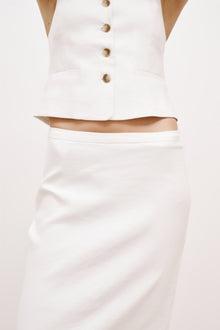 Mid Rise Linen Maxi Skirt - White