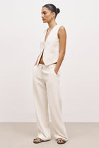 Draped Mid Rise Trousers - Cream