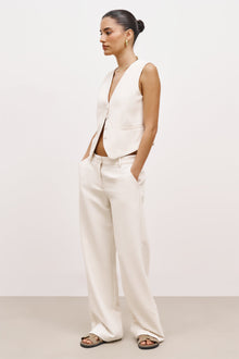 Draped Mid Rise Trousers - Cream