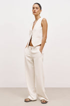 Draped Mid Rise Trousers - Cream