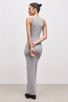 Heavy Ribbed Racer Maxi Dress - Grey Marl