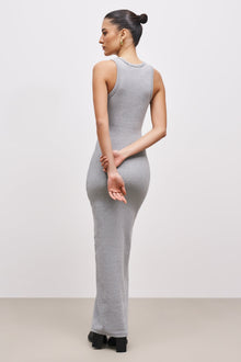 Heavy Ribbed Racer Maxi Dress - Grey Marl