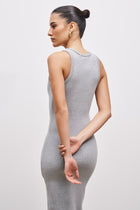 Heavy Ribbed Racer Maxi Dress - Grey Marl