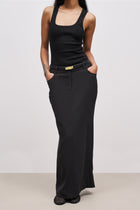 Mid Rise Effortless Maxi Skirt - Black