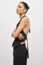 Backless Halter Waistcoat - Black