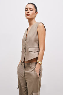 Straight Cut Waistcoat - Khaki