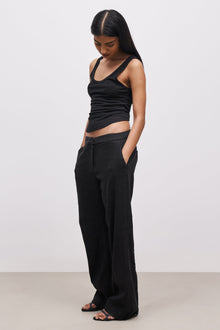 Tailored Linen Trousers - Black