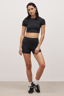 Base Sculpting Cropped T Shirt - Black