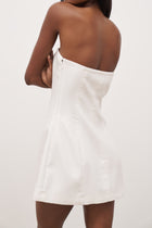 Strapless Linen A Line Mini Dress - White