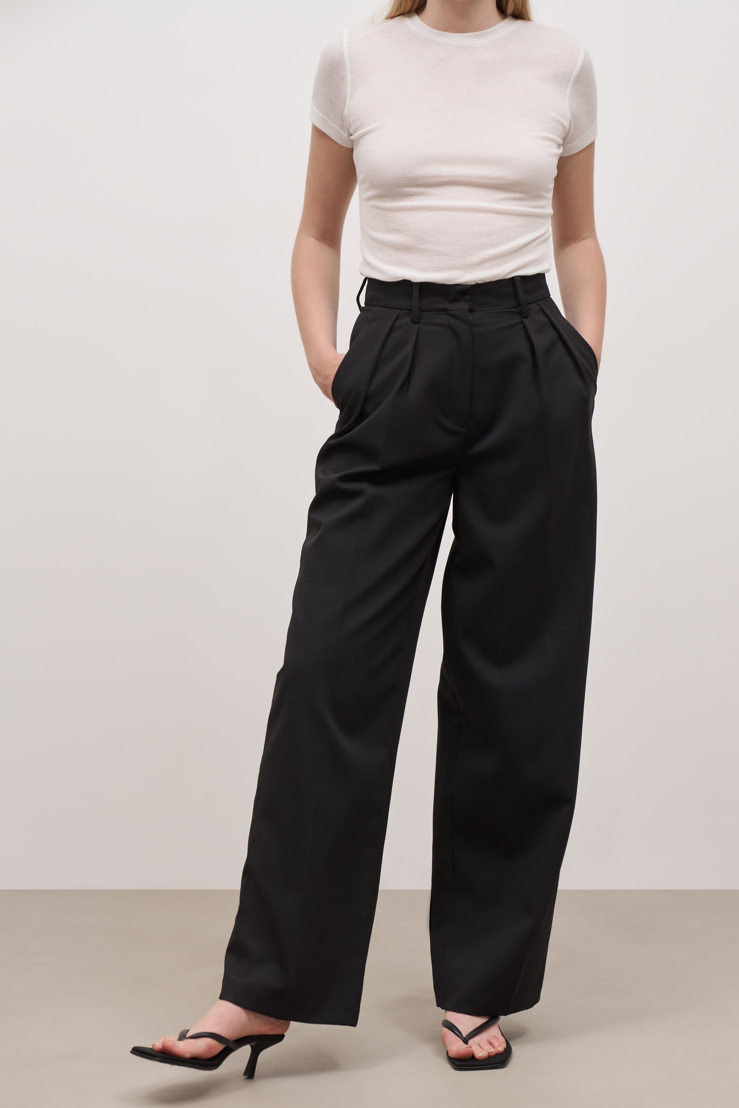 Longline Dad Trousers - Black