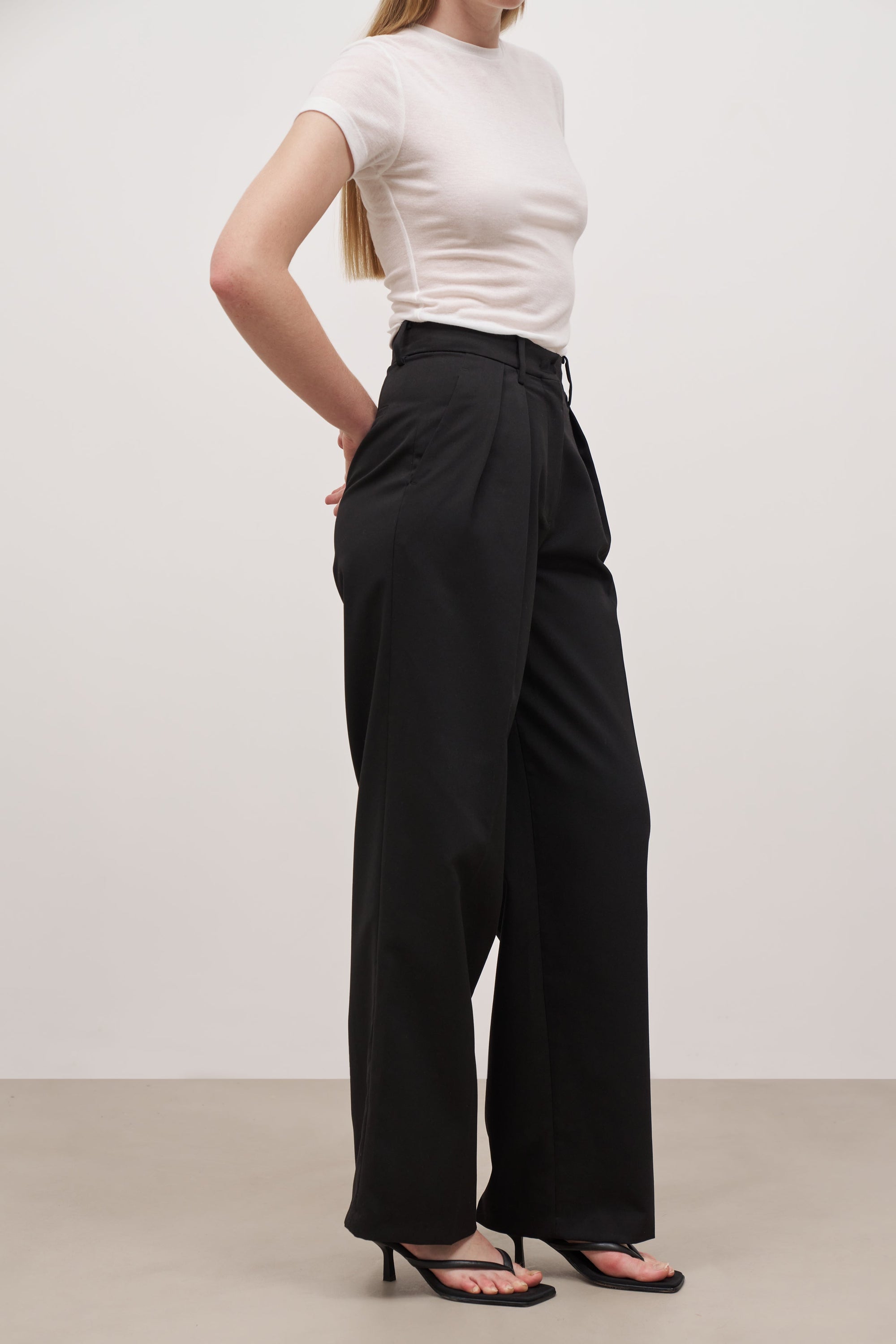 Longline Dad Trousers - Black