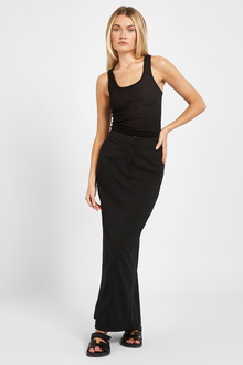 Tailored Seam Detail Maxi Skirt - Black