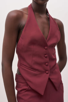 Backless Halter Waistcoat - Burgundy