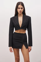 Hook & Eye Cropped Blazer - Black