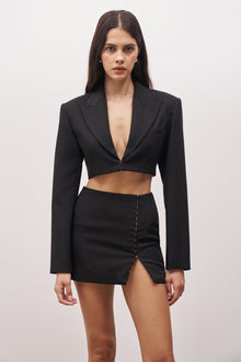 Hook & Eye Cropped Blazer - Black