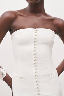 Strapless Peplum Maxi Dress - White