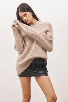 Crew Neck Alpaca Blend Jumper - Stone