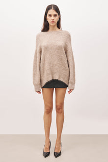 Crew Neck Alpaca Blend Jumper - Stone