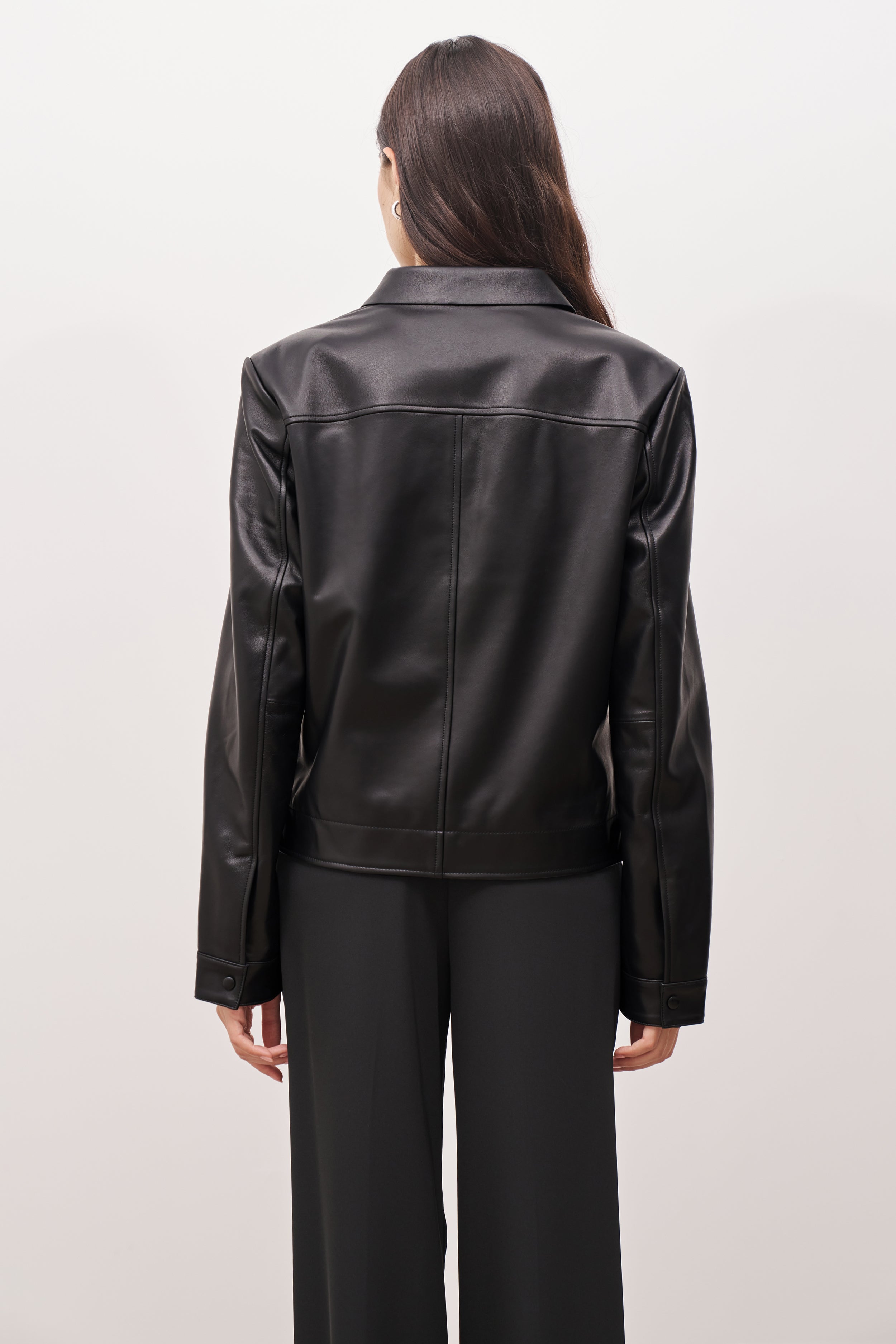 Masculine Real Leather Jacket - Black