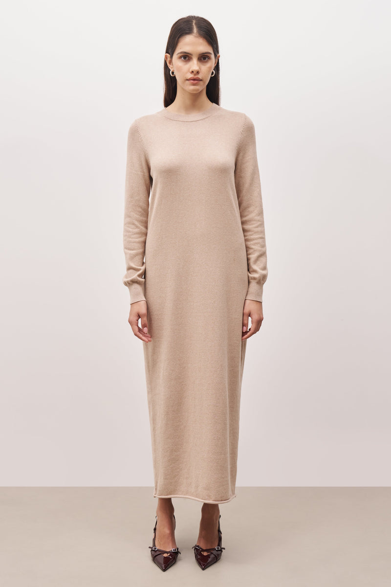 Cashmere Blend Column Maxi Dress - Birch