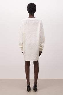 Soft Brushed Crew Neck Jumper Dress - Cream