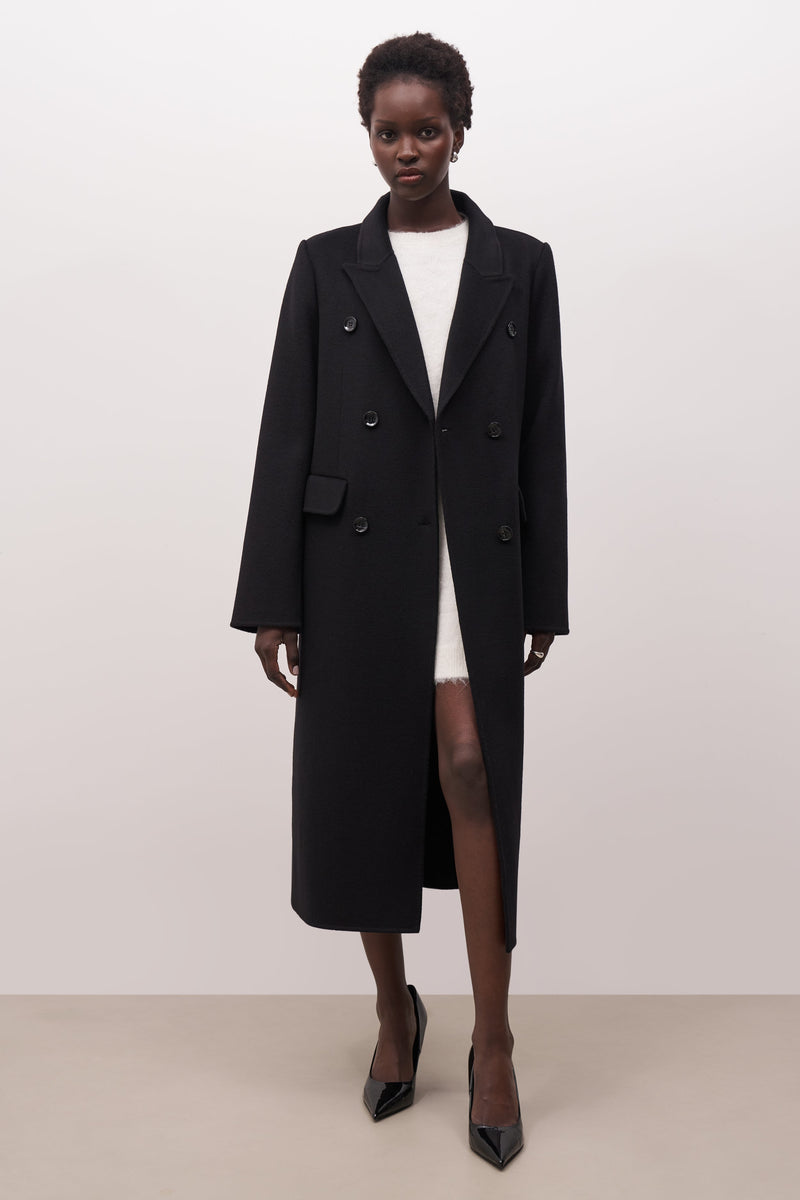 Double Faced Wool Dinner Coat - Black