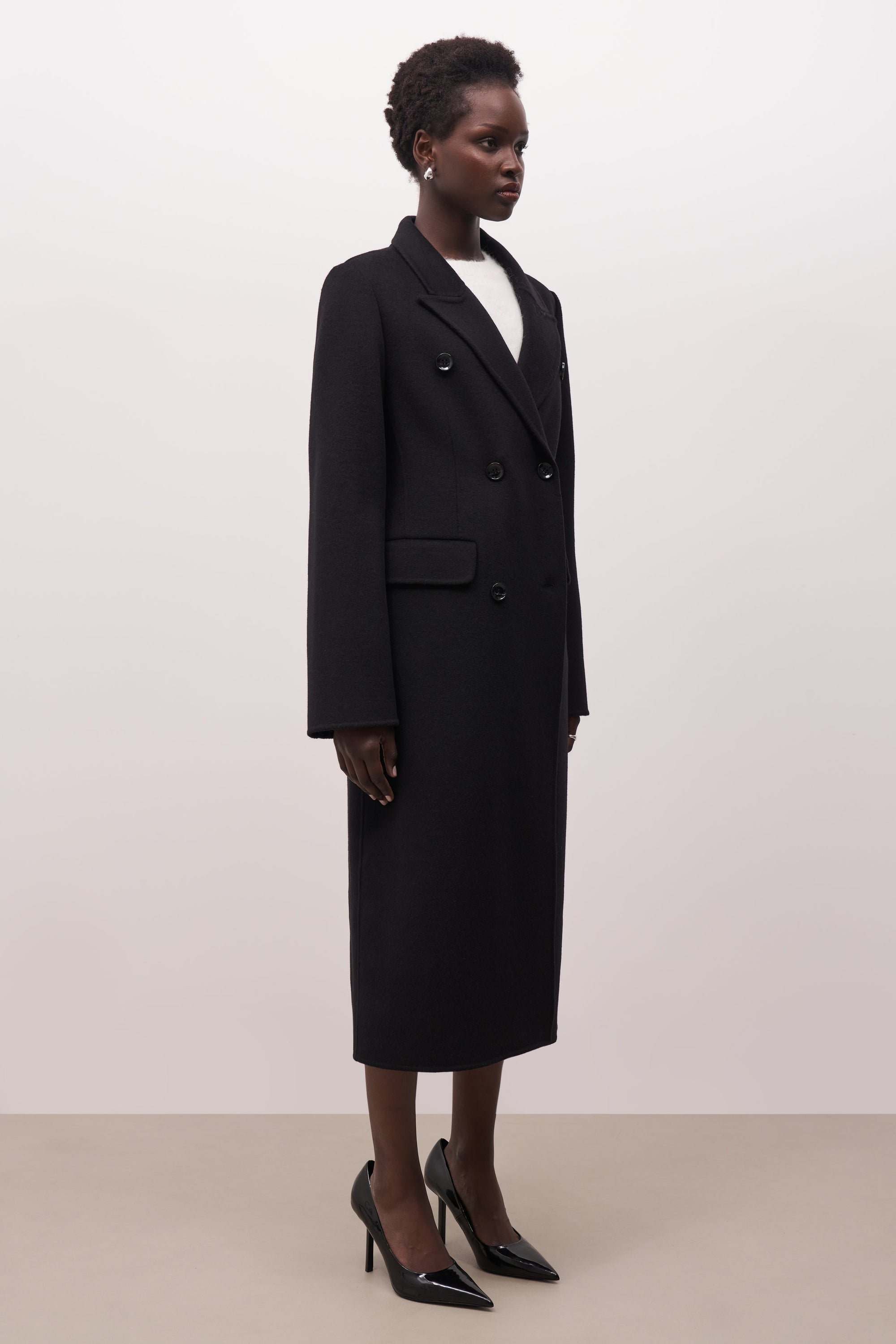 Double Faced Wool Dinner Coat - Black