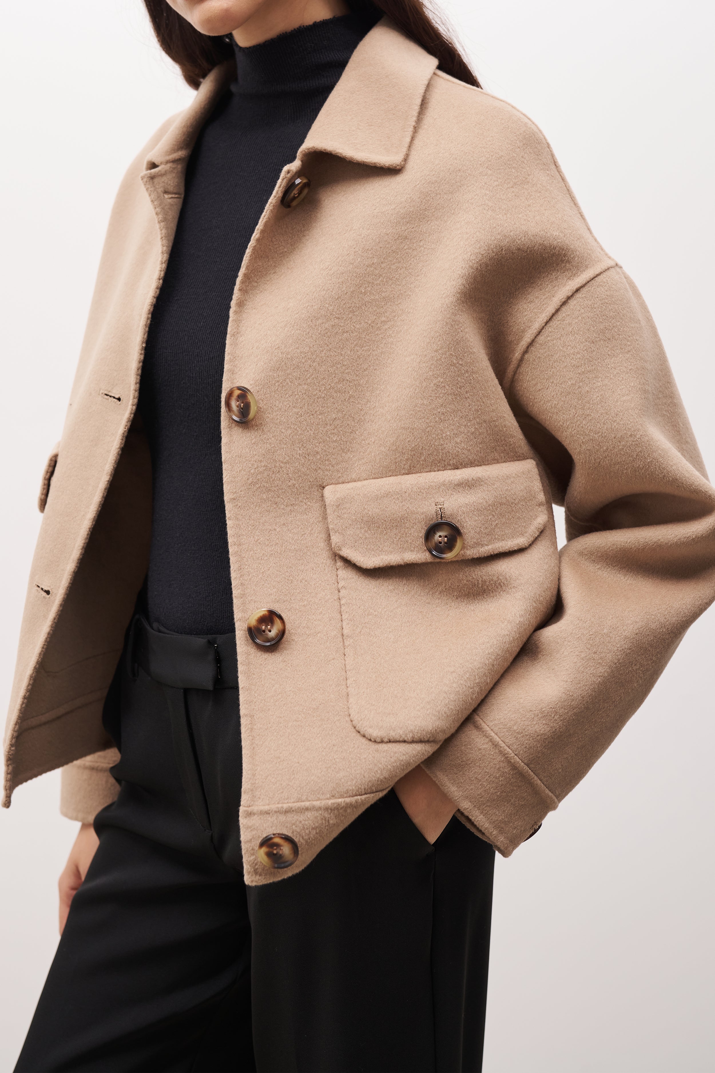 Double Faced Wool Masculine Jacket - Camel