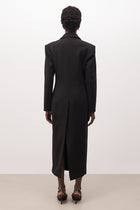 Asymmetric Tailored Longline Coat - Black