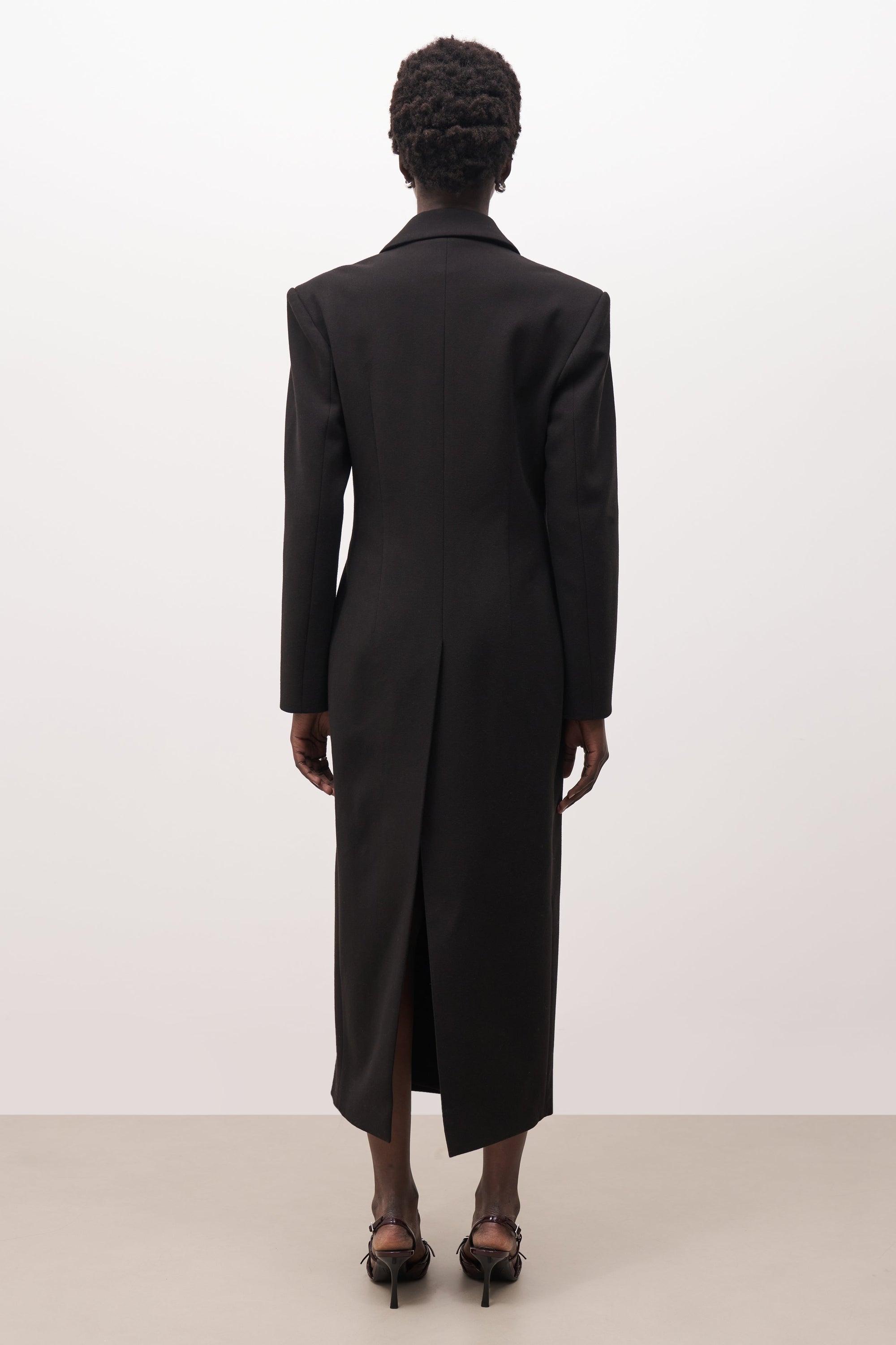 Asymmetric Tailored Longline Coat - Black