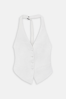 Backless Halter Waistcoat  - White