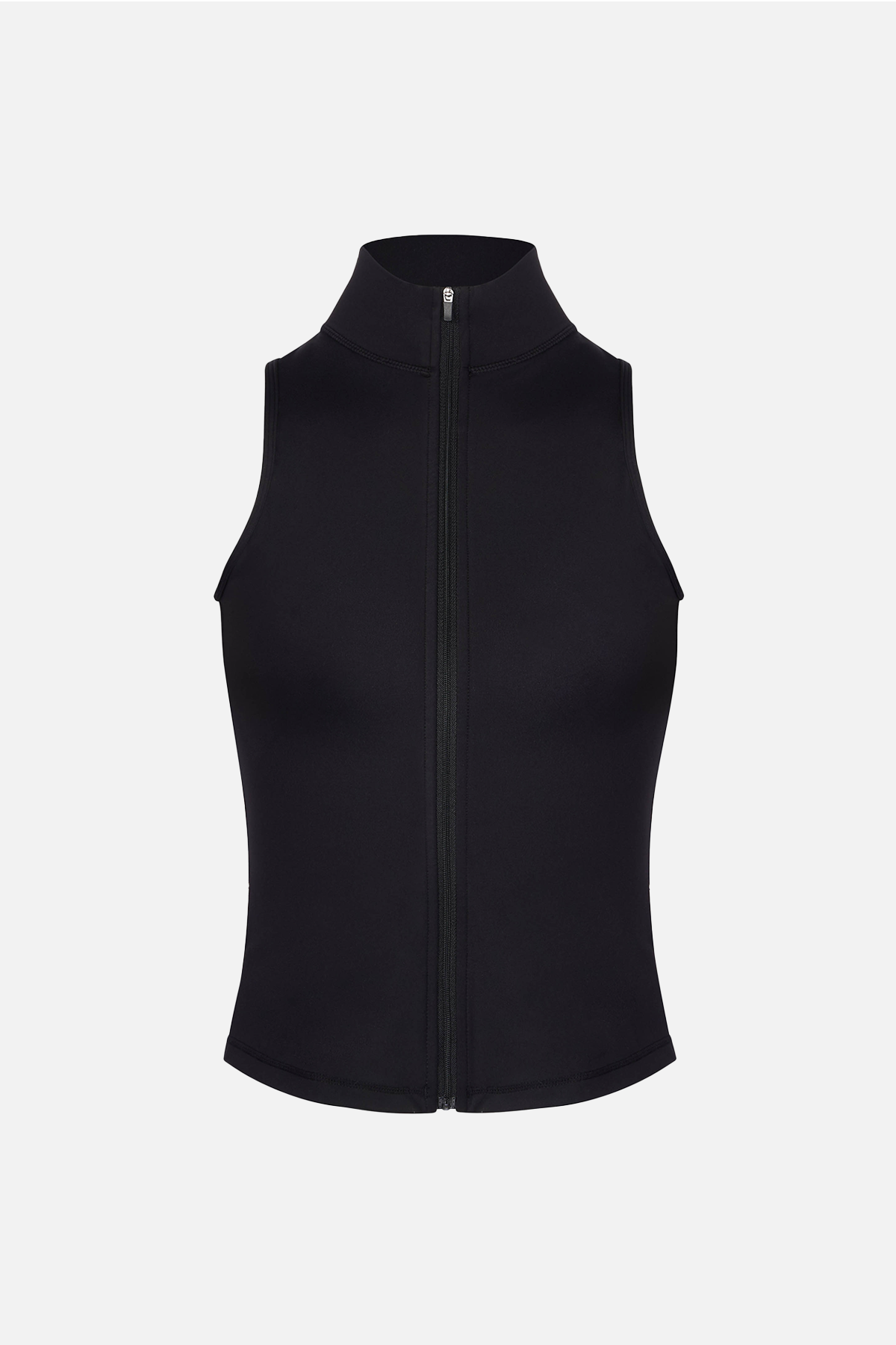 Base Sculpting Sleeveless Zip Up Jacket - Black