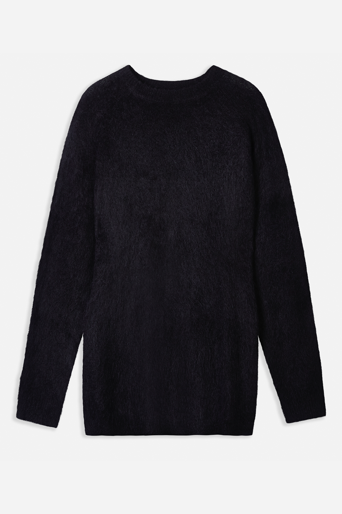 Soft Brushed Crew Neck Jumper Dress - Black