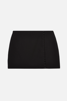 Hook & Eye Split Hem Mini Skirt - Black