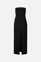 Strapless Peplum Maxi Dress - Black