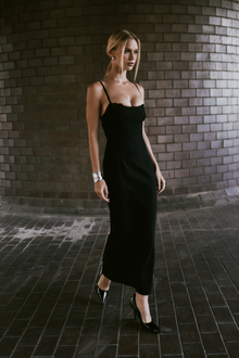 Tailored Bustier Maxi Dress - Black