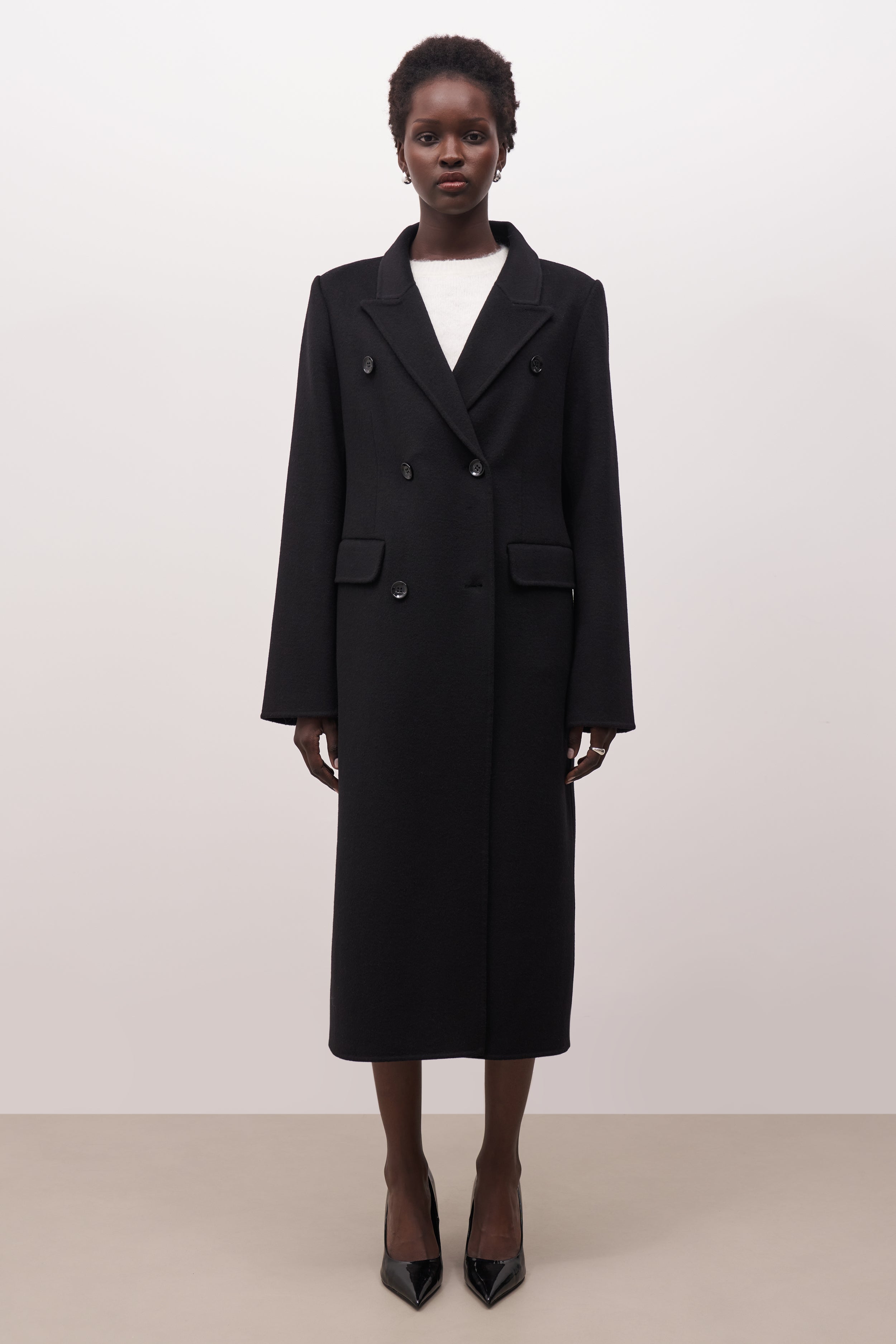 Double Faced Wool Dinner Coat - Black