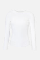 Soft Ribbed Long Sleeve Top - White