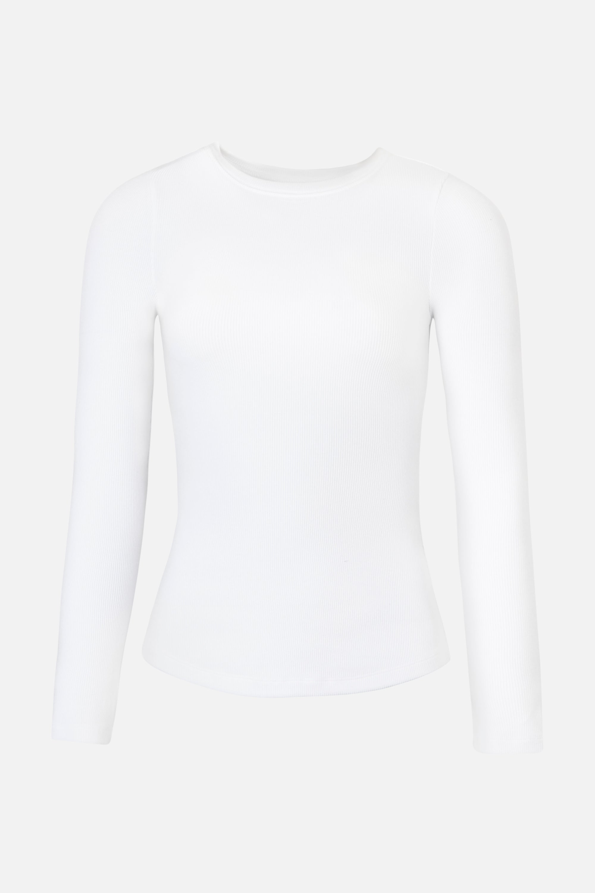 Soft Ribbed Long Sleeve Top - White