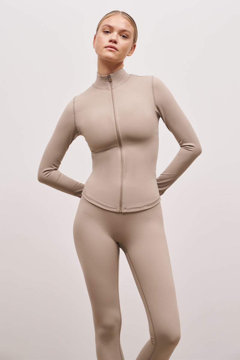 Base Sculpting Zip Up Jacket - Taupe