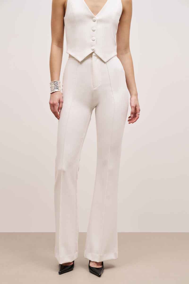 Wide Leg Suit Trousers - White