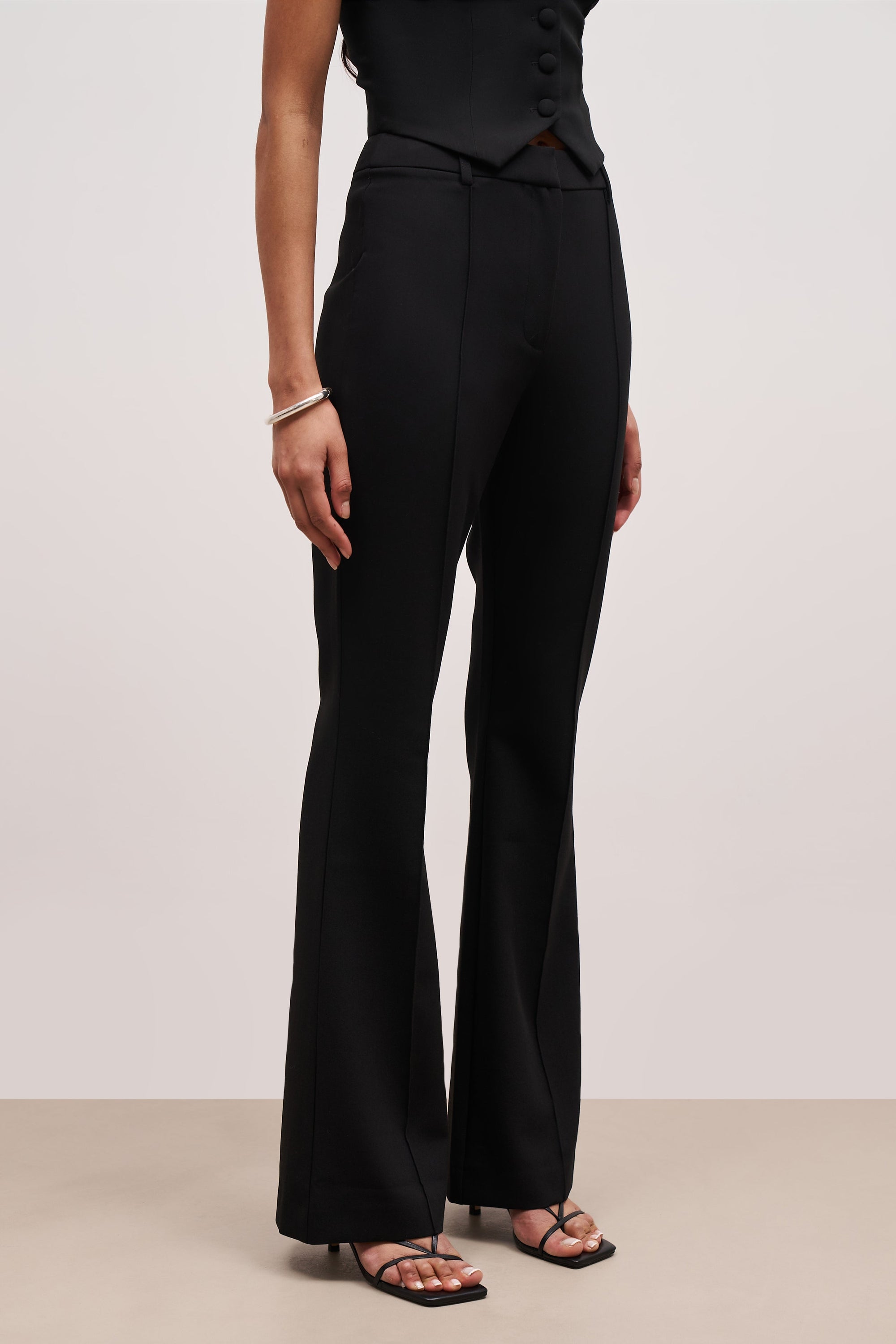 Wide Leg Suit Trousers - Black