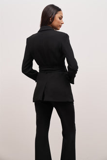 Classic Blazer With Belt - Black