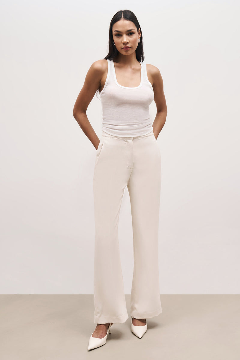 Effortless Wide Leg Trousers - Cream