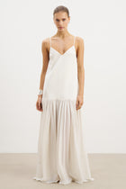 Flowing Dropped Waist Maxi Dress - Ivory