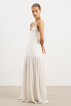 Flowing Dropped Waist Maxi Dress - Ivory