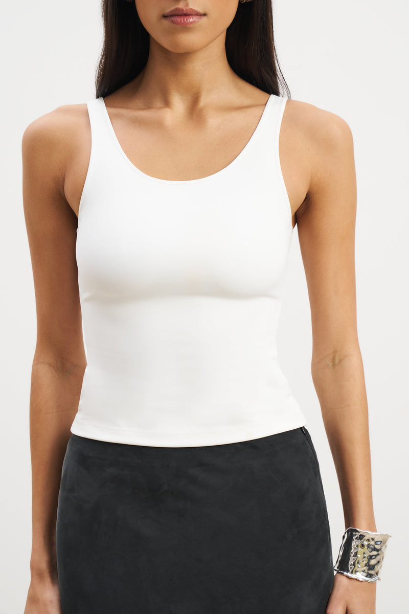 Scoop Neck Tank Top - White