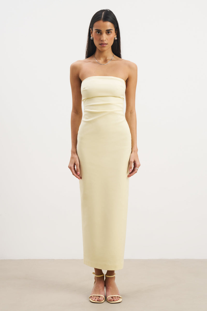 Strapless Ruched Midaxi Dress - Buttermilk